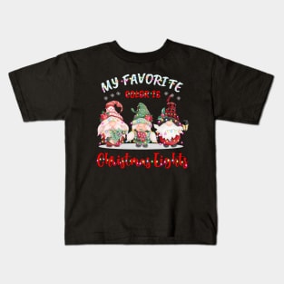 My Favorite Color is Christmas Lights Gnome Lover gift Kids T-Shirt